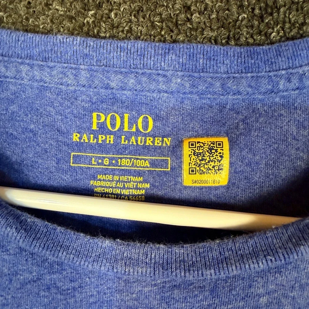 Polo Ralph Lauren Mens Large Blue Heathered Short Sleeve Crewneck Pony T-Shirt